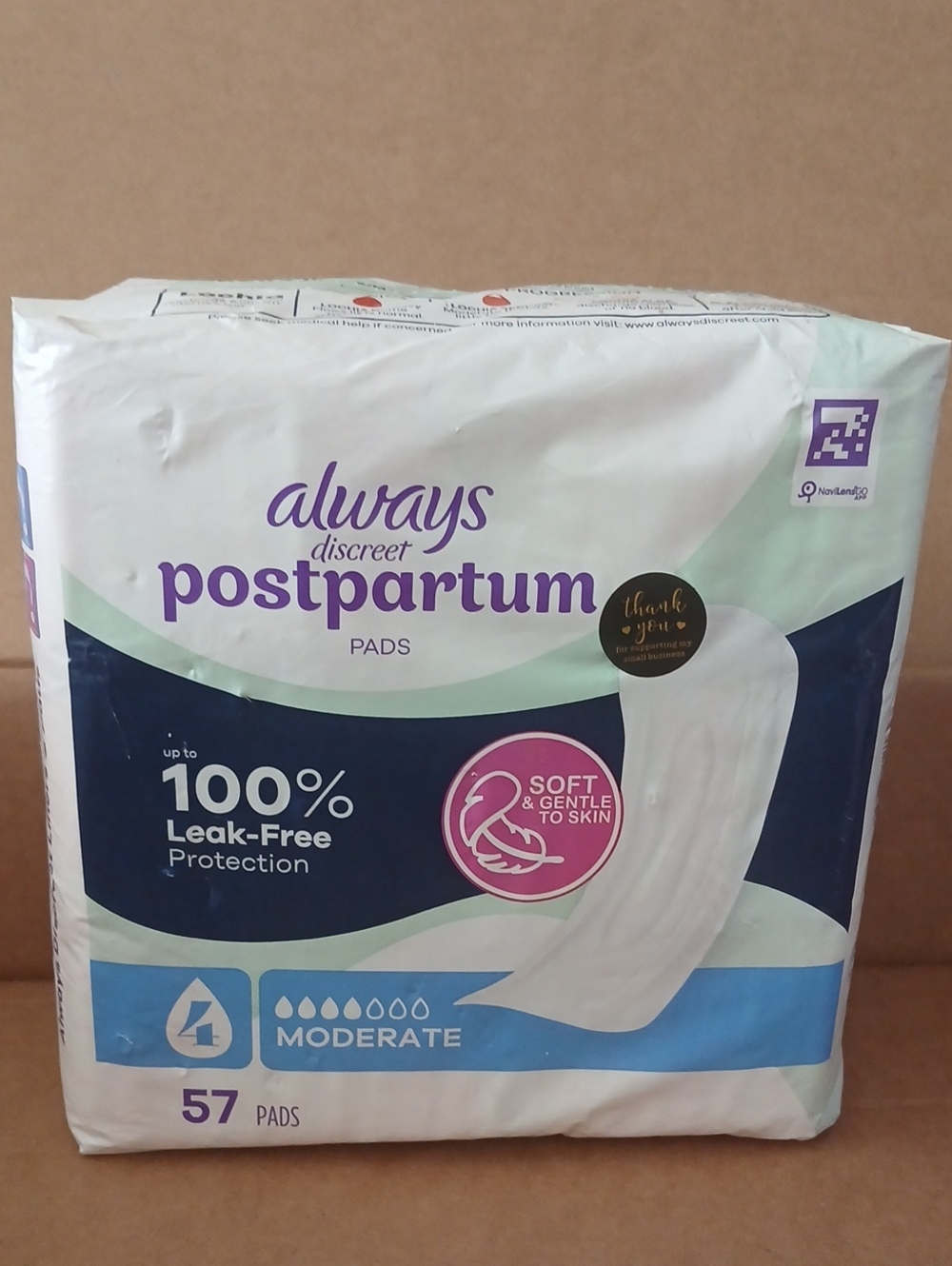 Always Discreet postpartum pads  qty 57 nwt